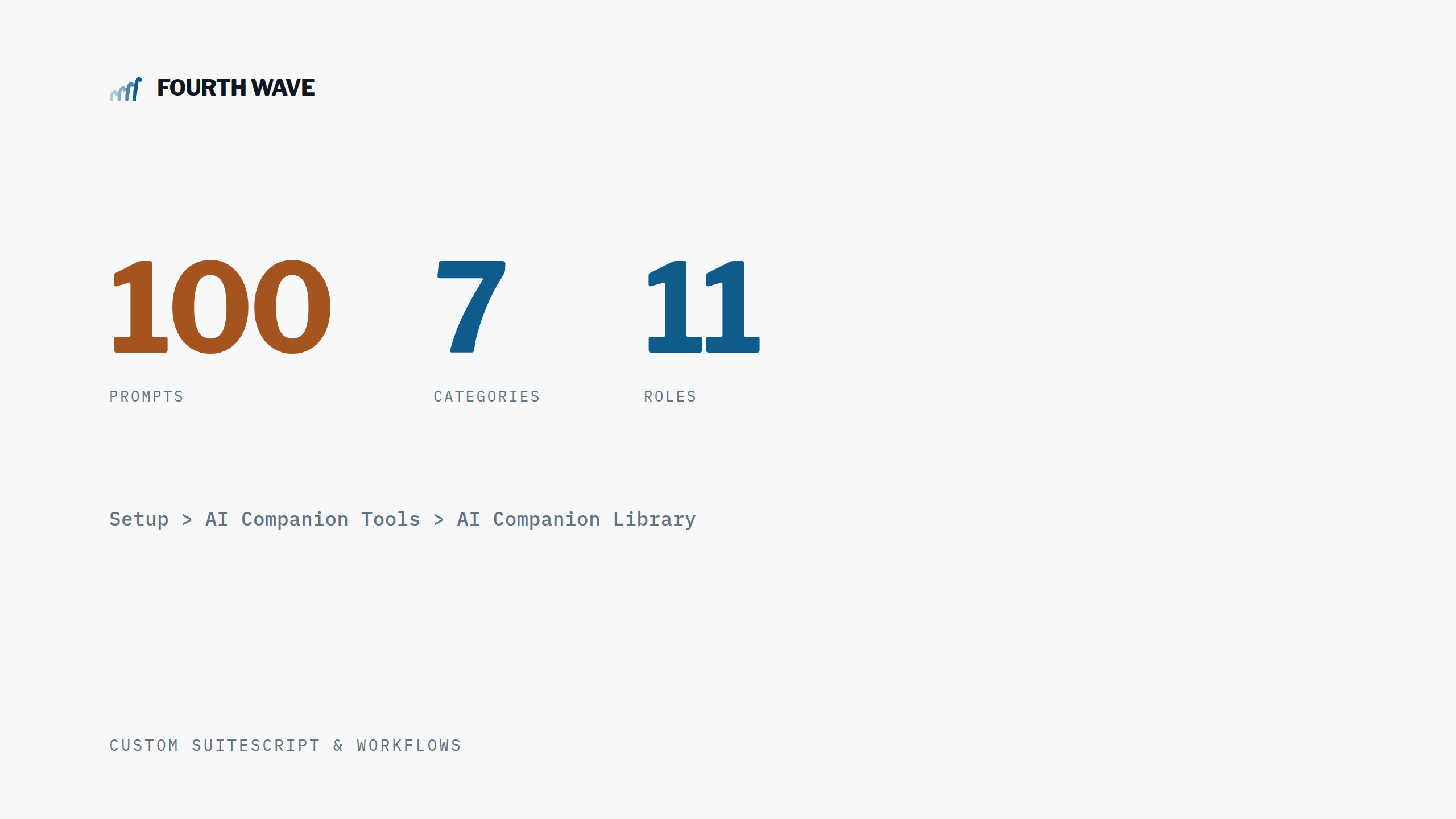 100 prompts, 7 categories, 11 roles, with the path to the AI Companion Library.